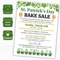 st pattys day school pto pta ptc bake sale flyer poster sign set charity fundraiser